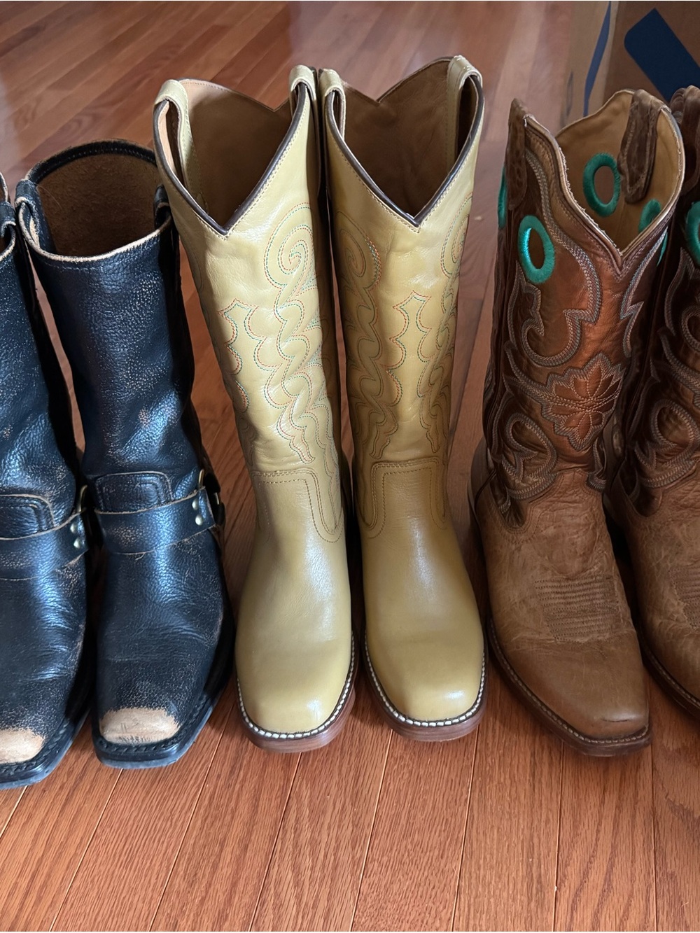 3 pairs of cowgirl boots